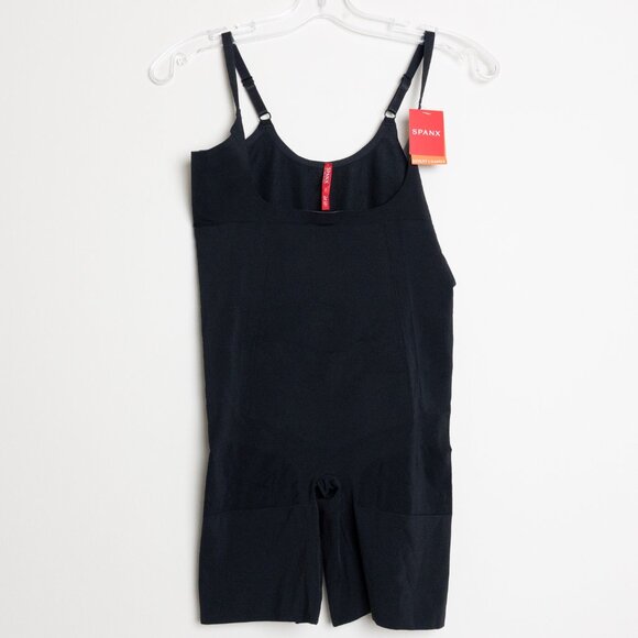 Spanx Open-Bust Mid-Thigh Bodysuit Very Black XL - Picture 3 of 14